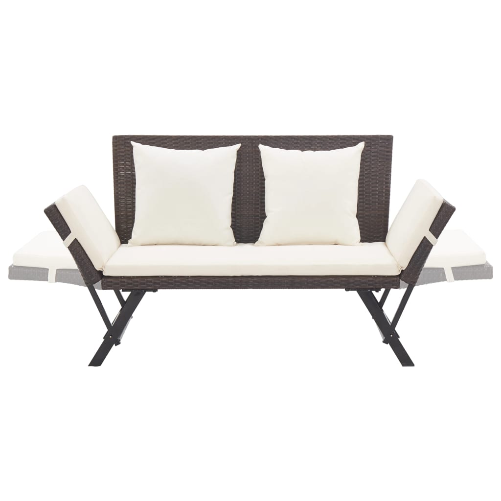 Banco de jardim c/ almofadões 176 cm vime PE castanho