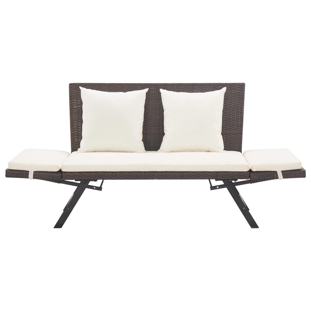 Banco de jardim c/ almofadões 176 cm vime PE castanho