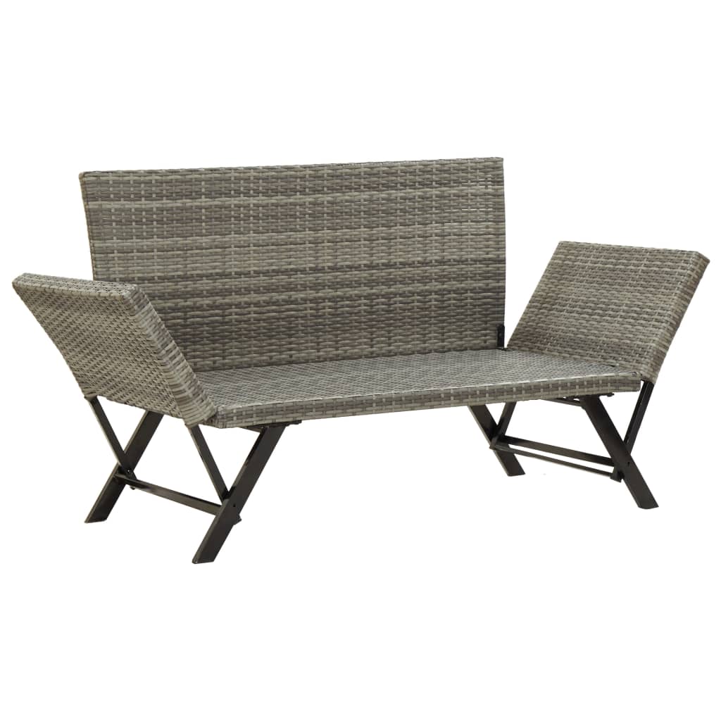 Banco de jardim c/ almofadões 176 cm vime PE cinzento