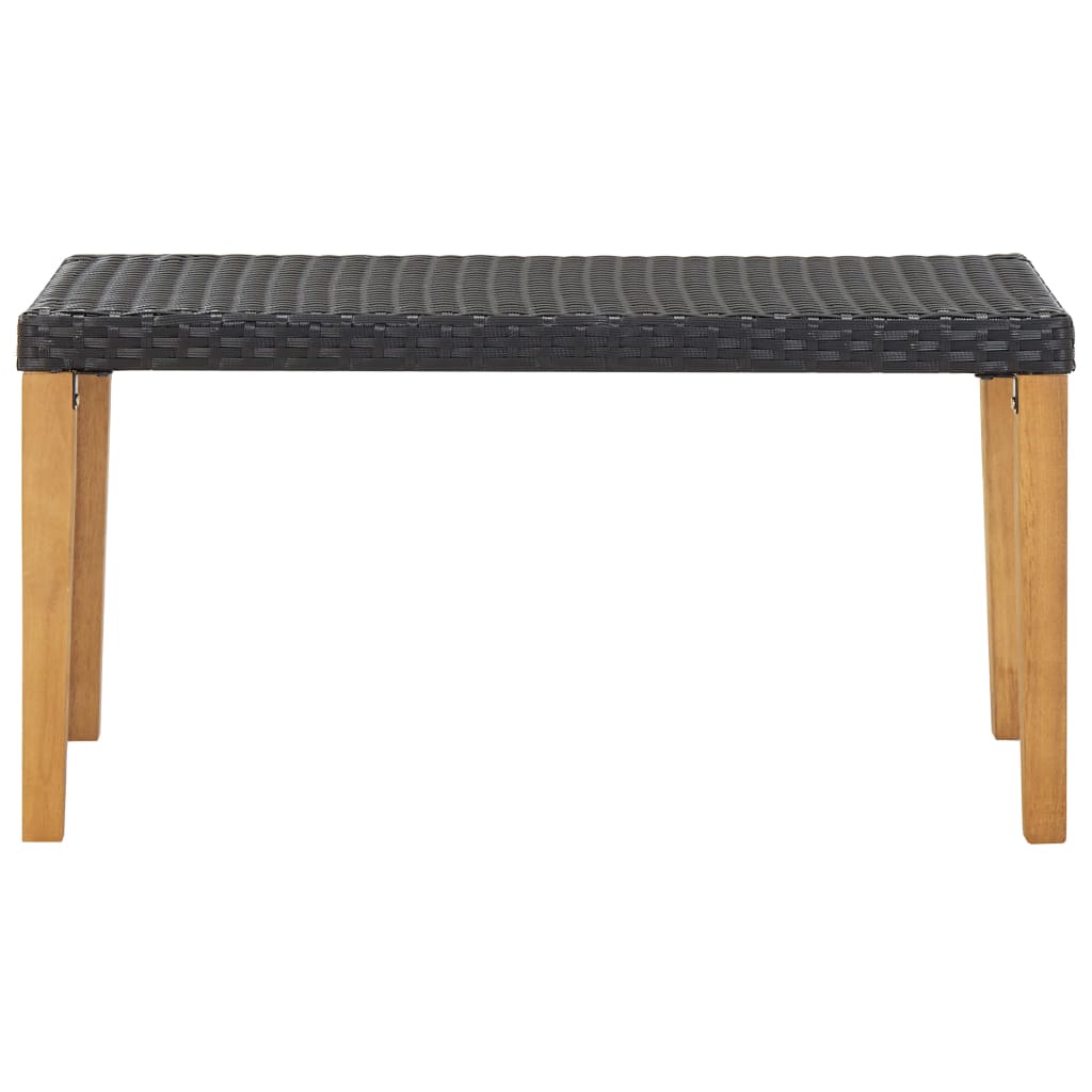 Banco de jardim 120 cm vime PE e madeira de acácia maciça preto