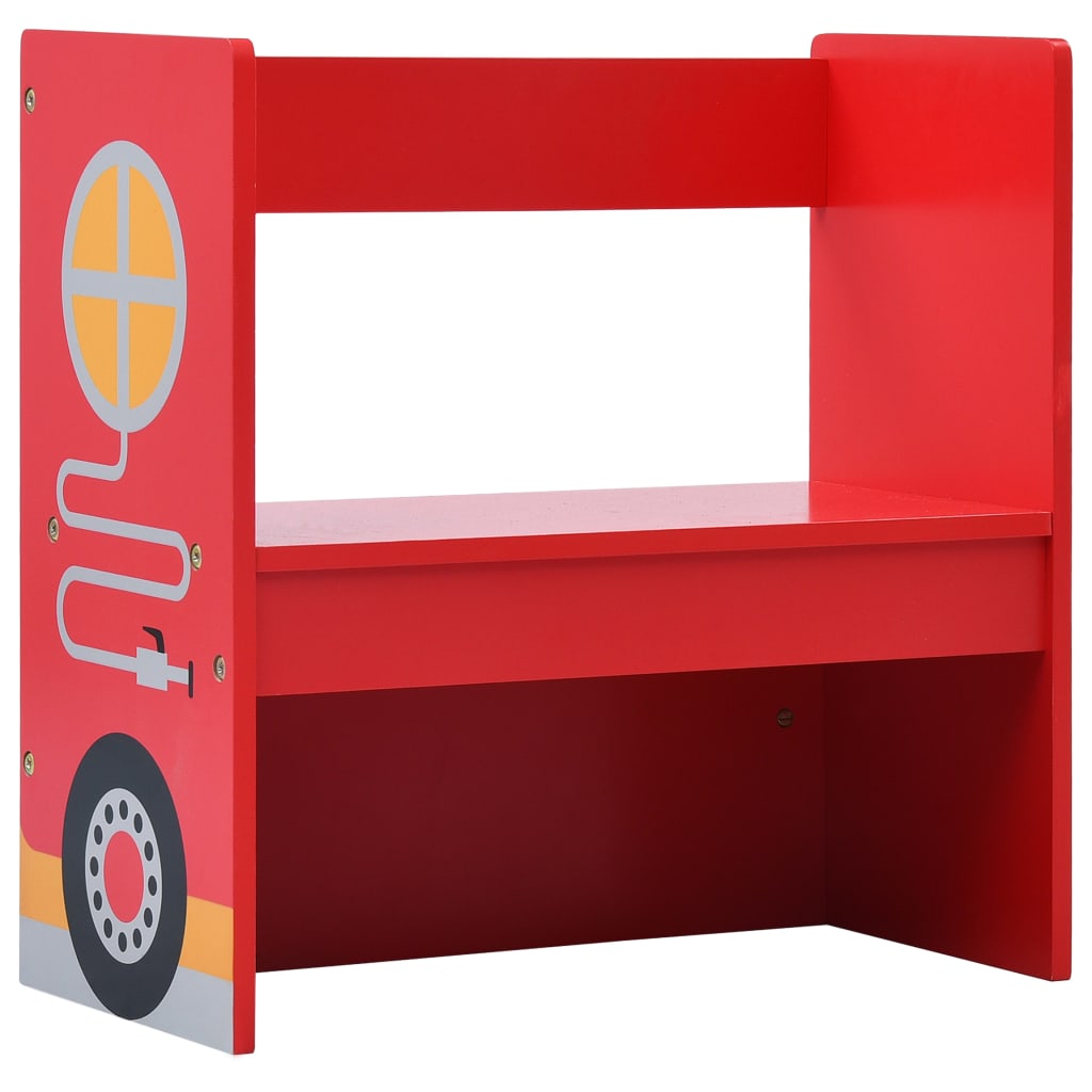 Conjunto mesa e cadeira criança 3 pcs camião bombeiros madeira