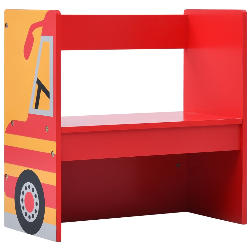 Conjunto mesa e cadeira criança 3 pcs camião bombeiros madeira