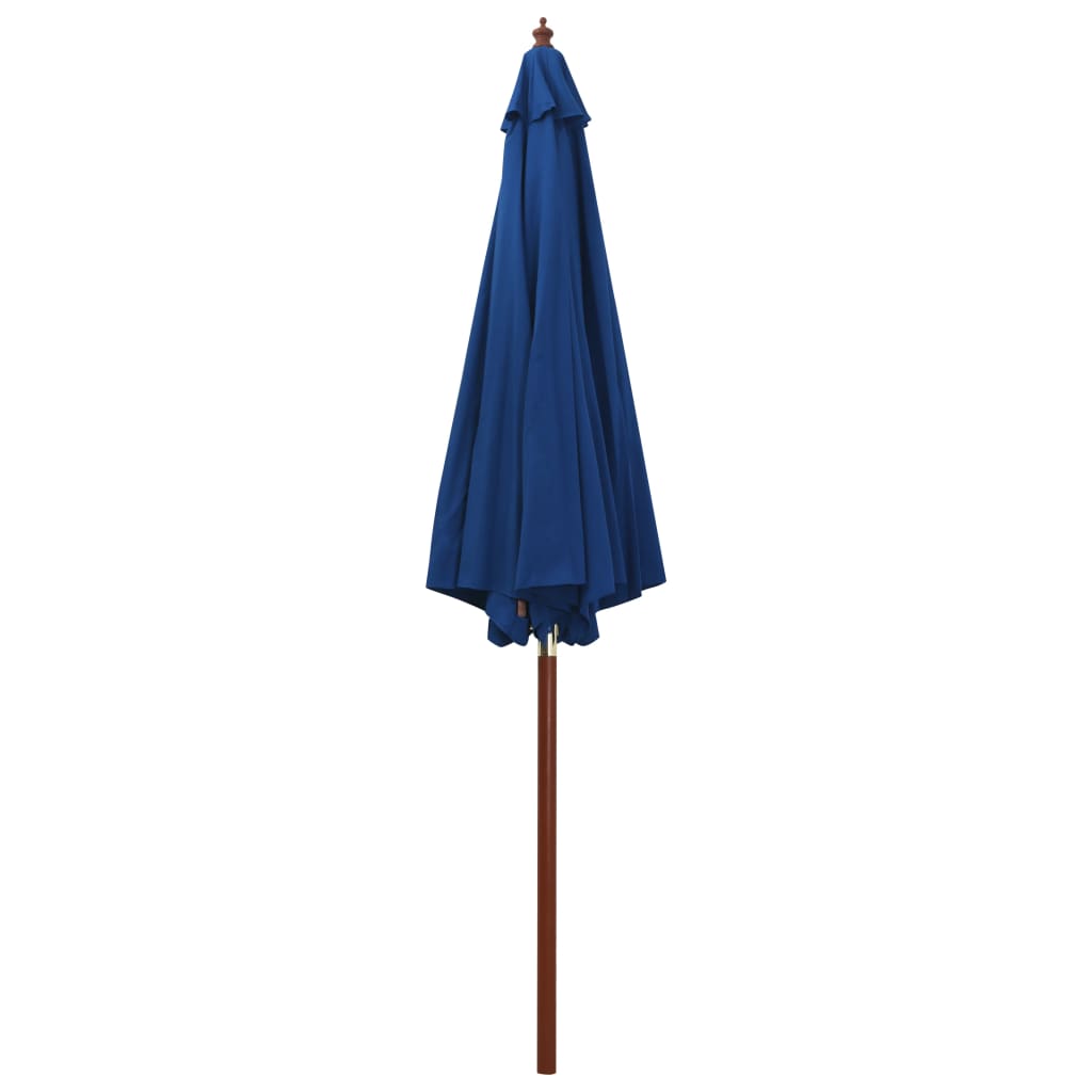 Guarda-sol com mastro de madeira 300x258 cm azul