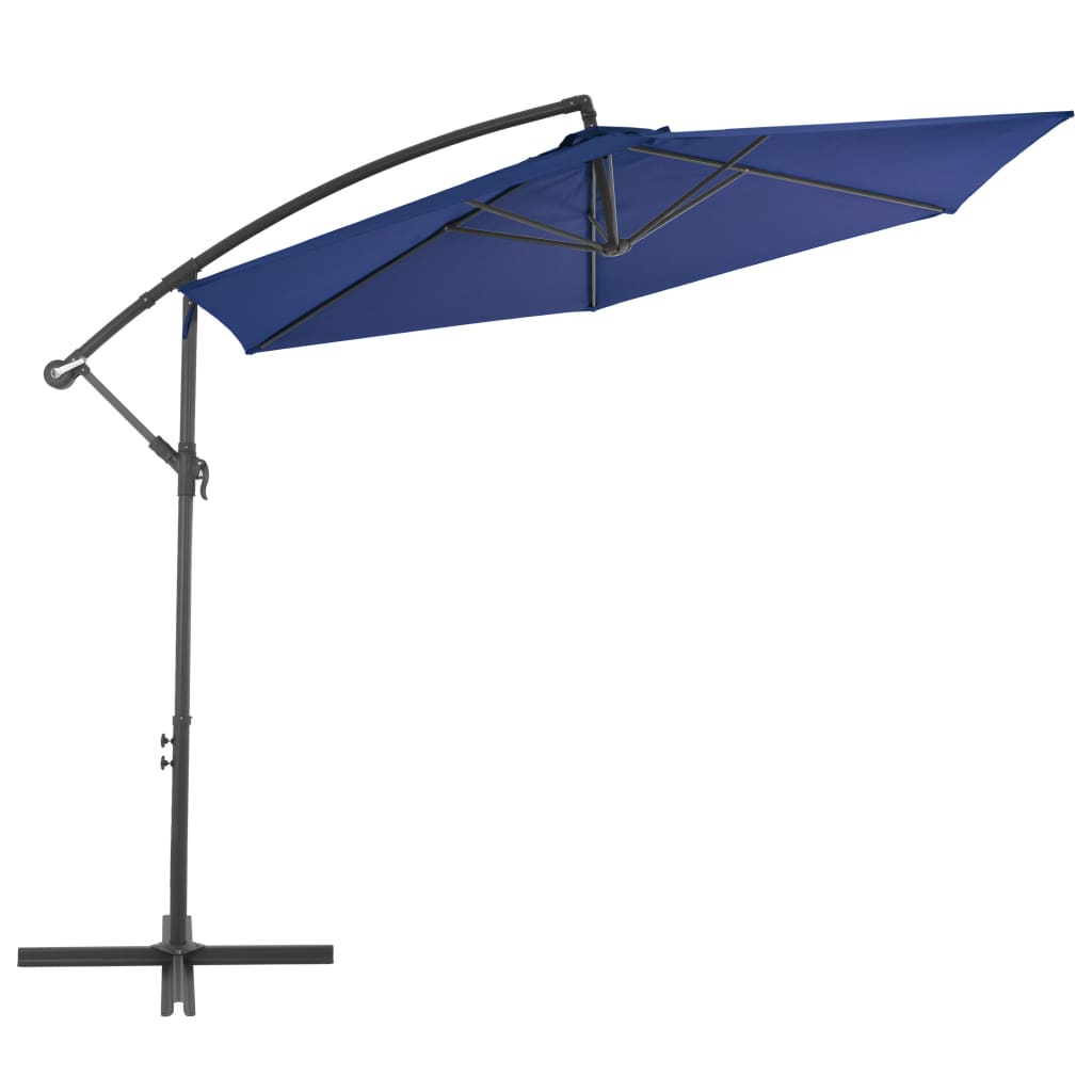 Guarda-sol de jardim cantilever c/ poste alumínio 300 cm azul