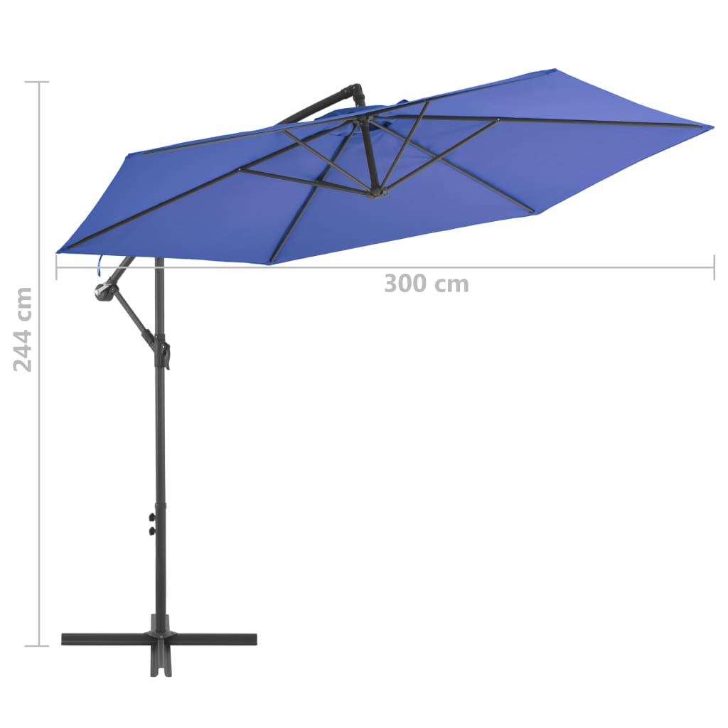Guarda-sol de jardim cantilever c/ poste alumínio 300 cm azul
