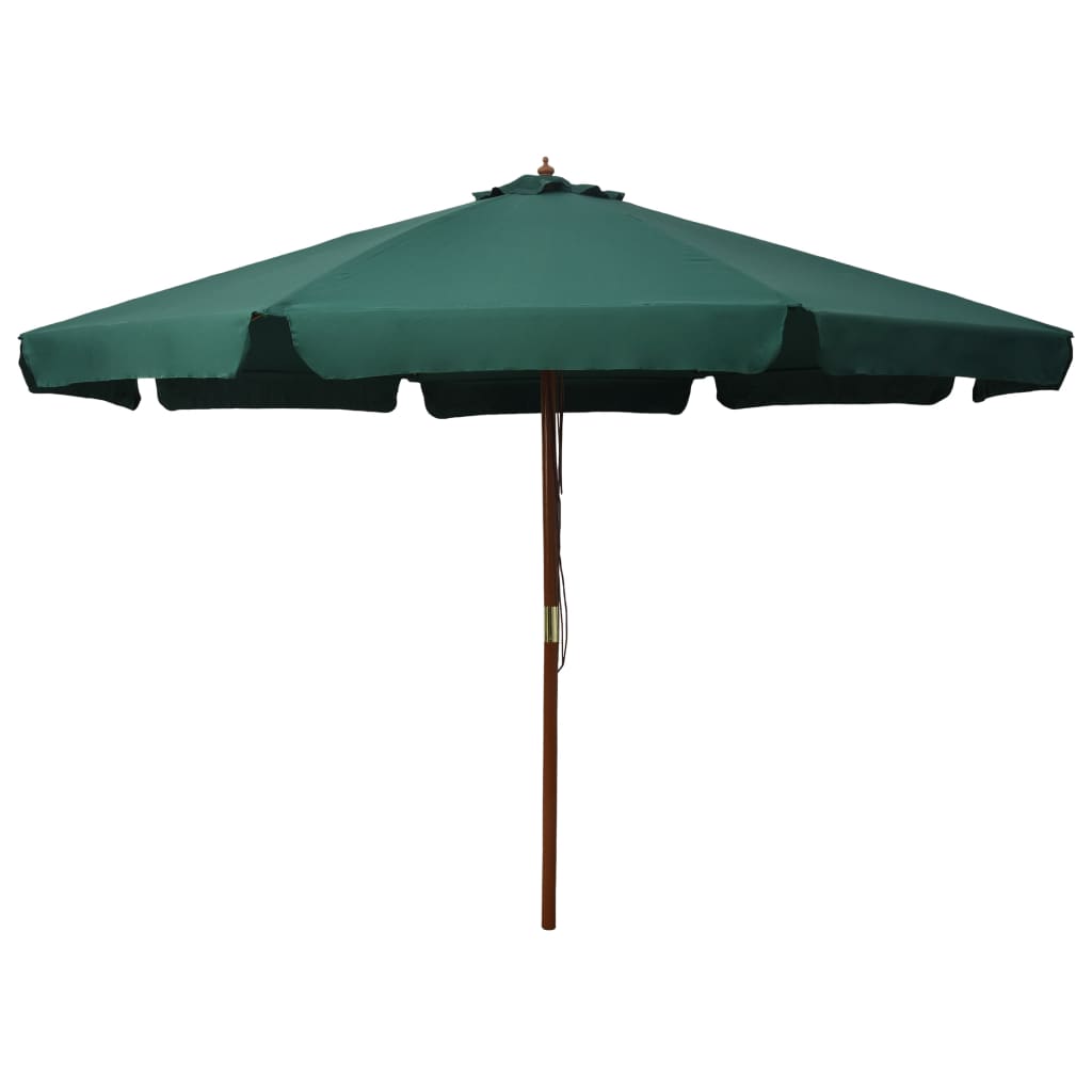 Guarda-sol de exterior com poste em madeira 330 cm verde