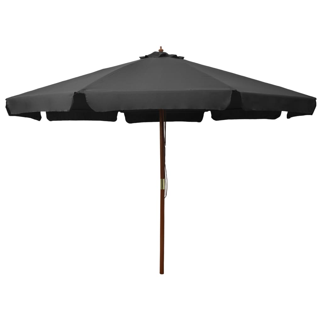 Guarda-sol de exterior com poste de madeira 330 cm antracite