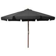 Guarda-sol de exterior com poste de madeira 330 cm antracite