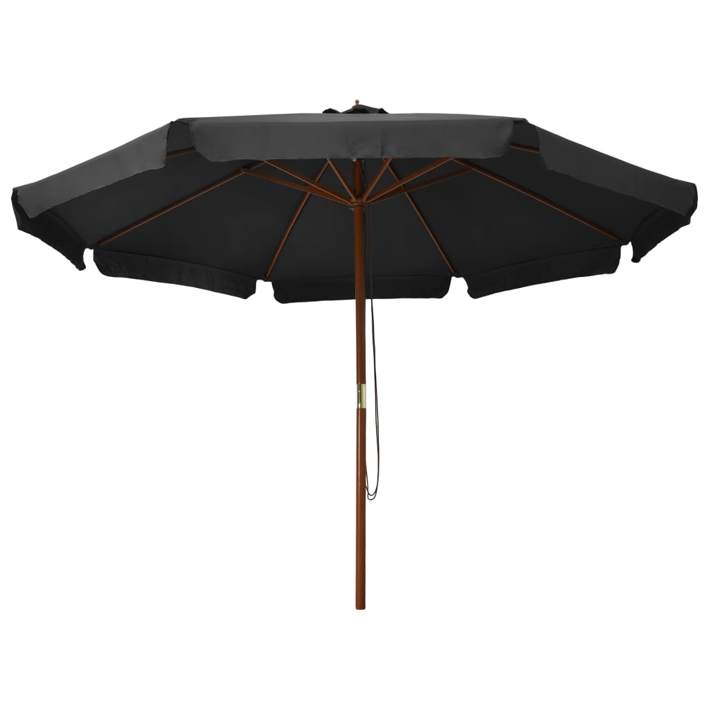 Guarda-sol de exterior com poste de madeira 330 cm antracite