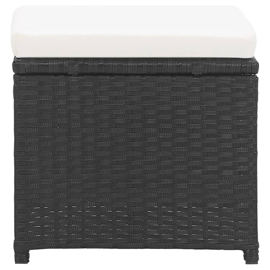 Bancos de jardim 2 pcs com almofadões em vime PE preto