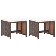Bancos de jardim 2 pcs com almofadões em vime PE castanho
