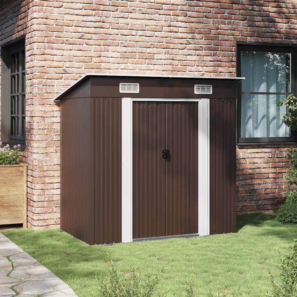 Abrigo de jardim 194x121x181 cm aço castanho