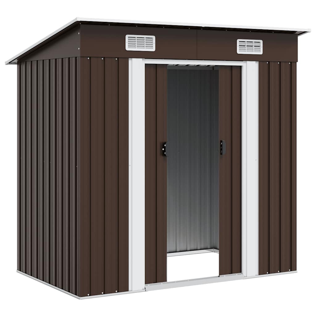 Abrigo de jardim 194x121x181 cm aço castanho