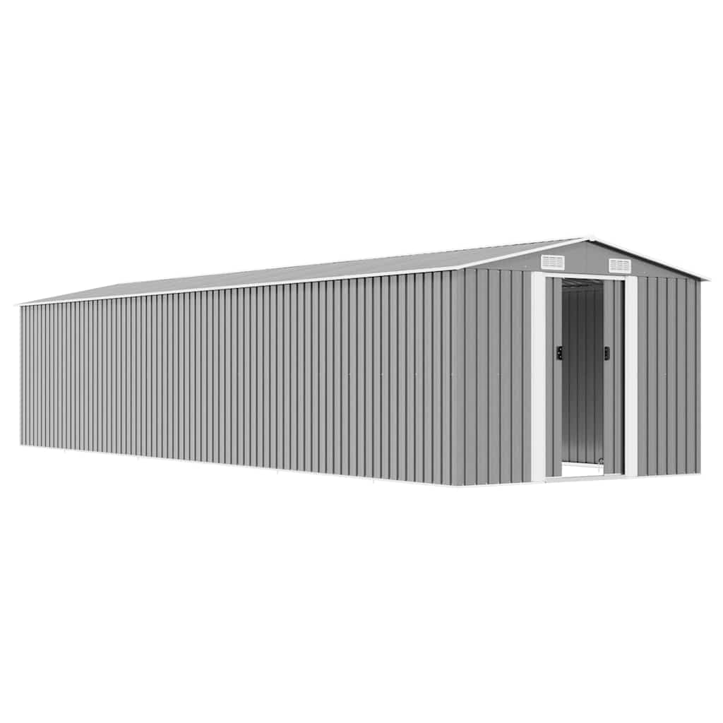 Abrigo de jardim 257x990x181 cm aço galvanizado cinzento