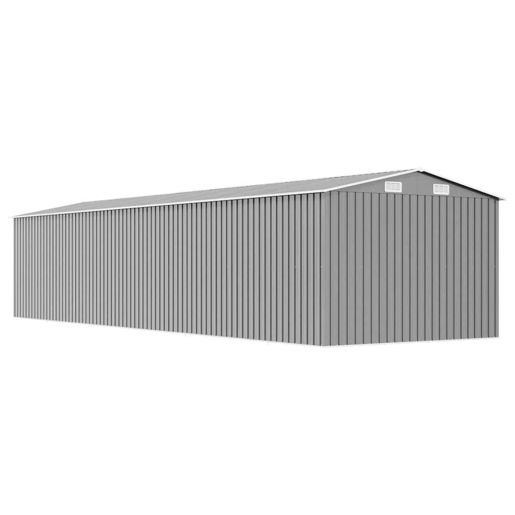 Abrigo de jardim 257x990x181 cm aço galvanizado cinzento