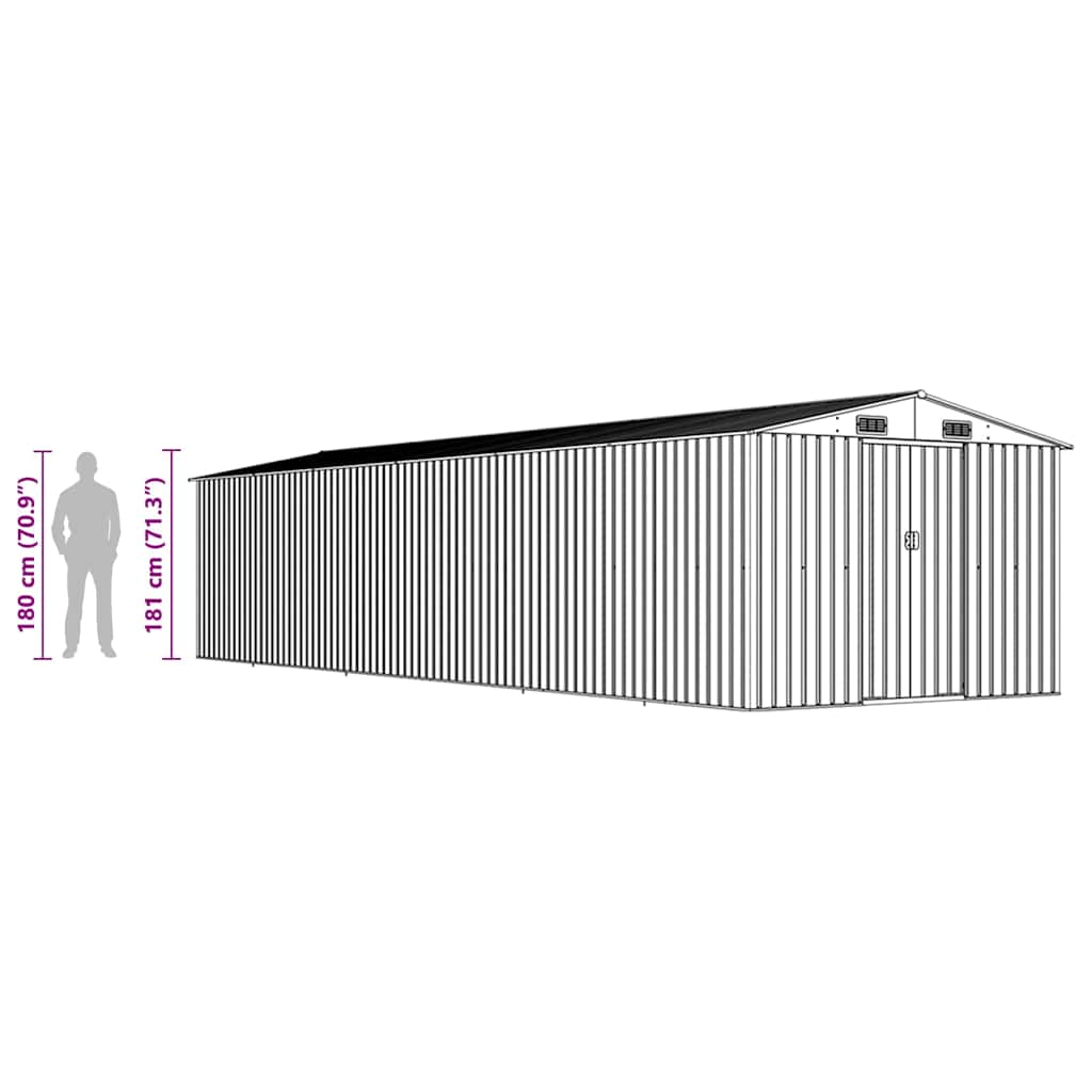Abrigo de jardim 257x990x181 cm aço galvanizado antracite