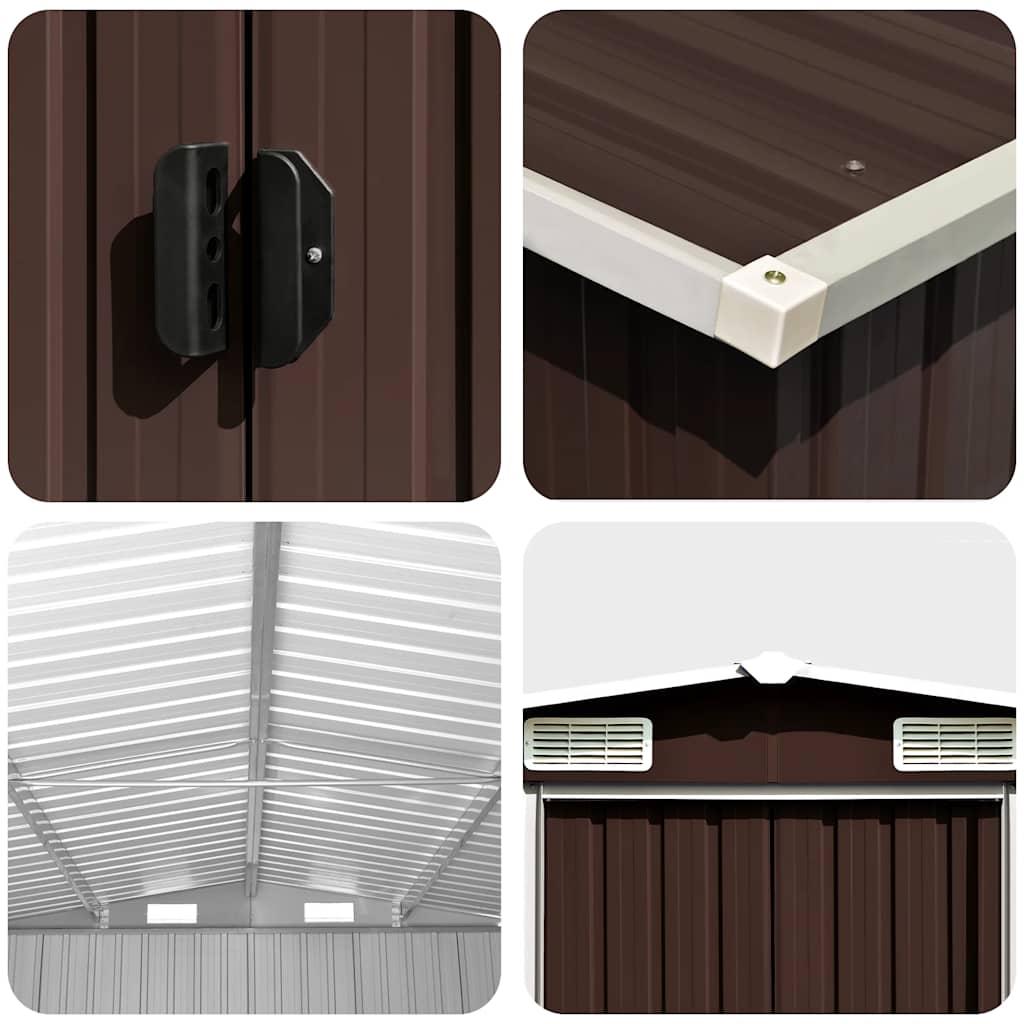 Abrigo de jardim 257x990x181 cm aço galvanizado castanho