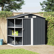 Abrigo de jardim c/ prateleiras 205x130x183 cm ferro antracite