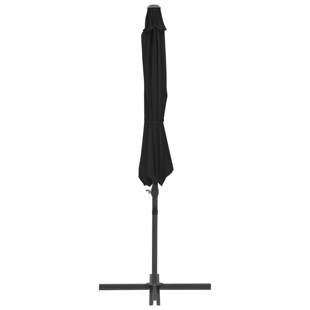 Guarda-sol de jardim cantilever c/ poste de aço 300 cm preto
