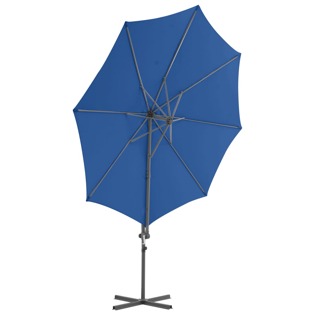 Guarda-sol jardim cantilever com poste de aço 300 cm azul ciano