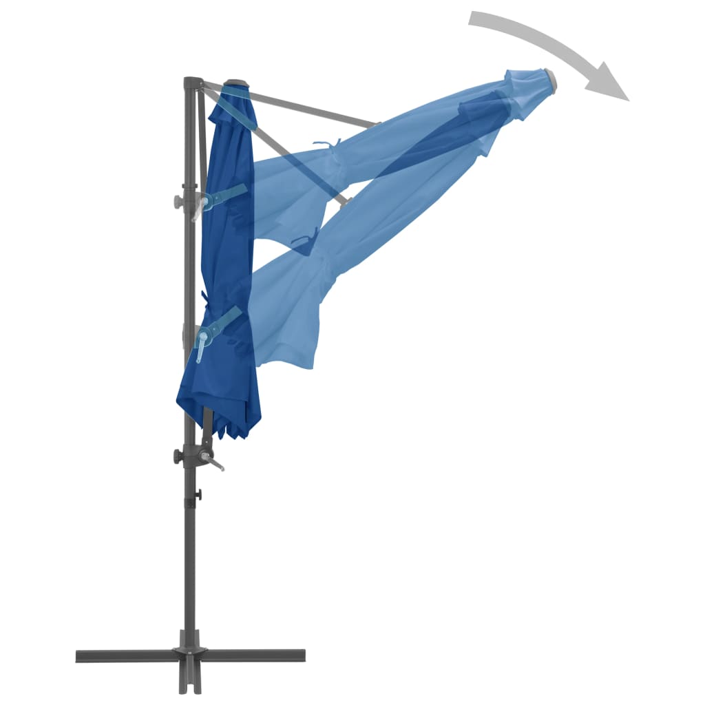 Guarda-sol jardim cantilever com poste de aço 300 cm azul ciano