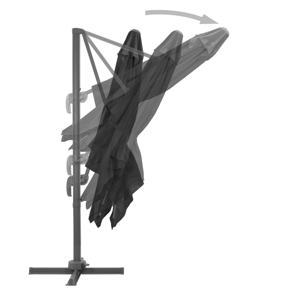 Guarda-sol de jardim cantilever c/ poste alumínio 3x3 m preto