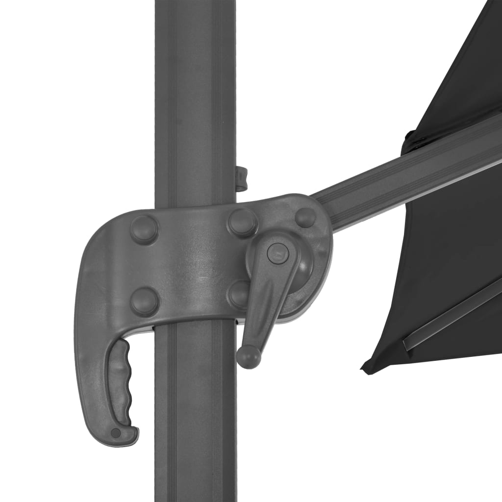 Guarda-sol de jardim cantilever c/ poste alumínio 3x3 m preto