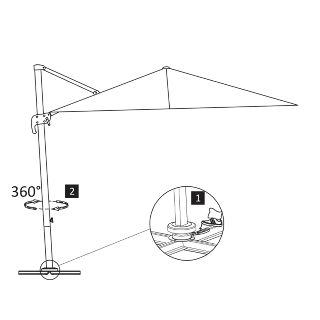 Guarda-sol de jardim cantilever c/ poste alumínio 3x3 m preto