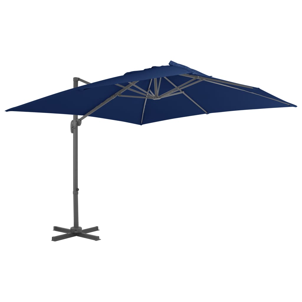 Guarda-sol jardim cantilever c/ poste alumínio 3x3 m azul ciano