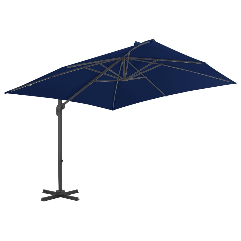 Guarda-sol jardim cantilever c/ poste alumínio 3x3 m azul ciano