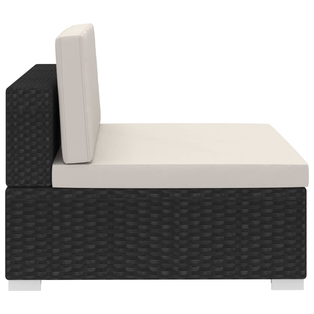 Conjunto sofás de jardim c/ almofadões 4 pcs vime PE preto