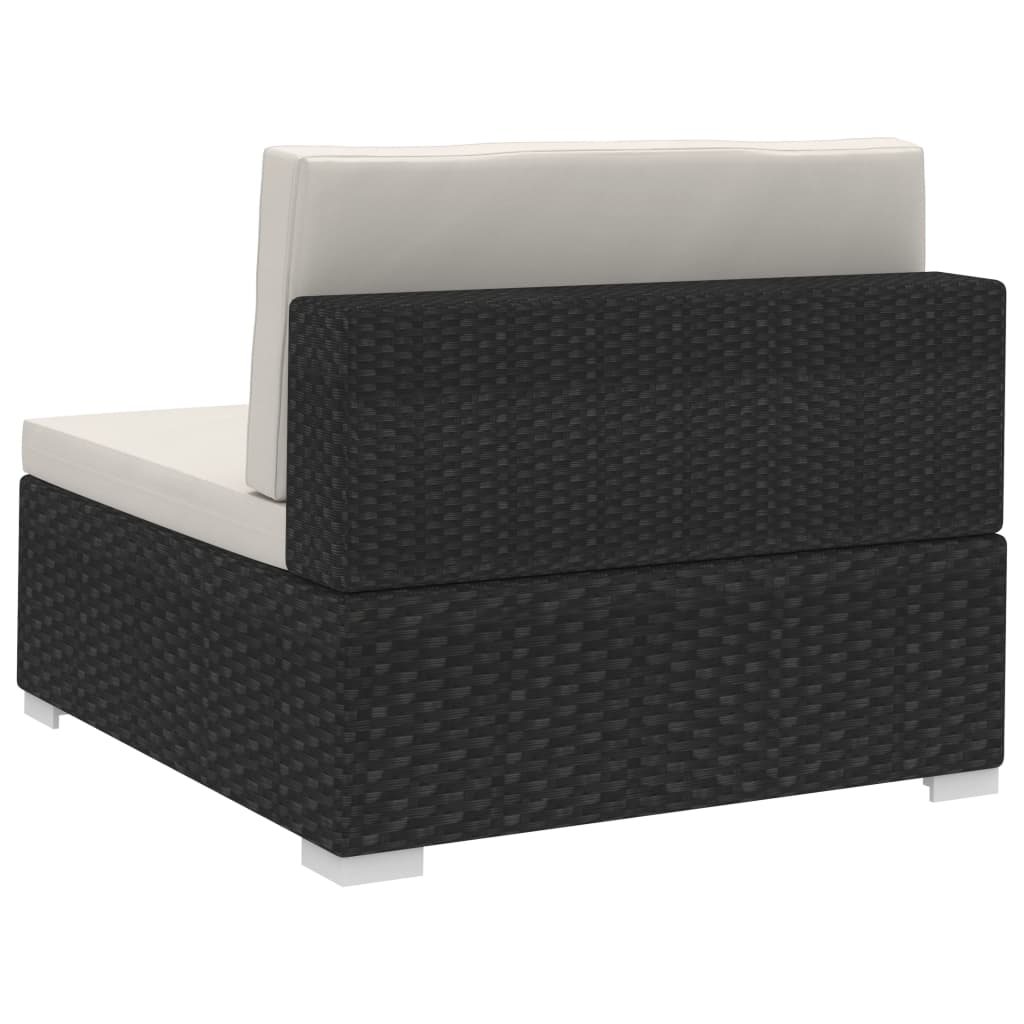 Conjunto sofás de jardim c/ almofadões 4 pcs vime PE preto