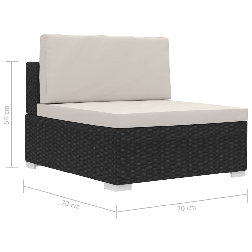 Conjunto sofás de jardim c/ almofadões 4 pcs vime PE preto
