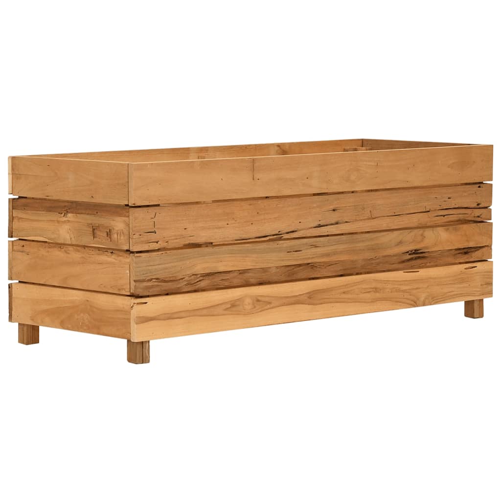 Vaso/floreira 100x40x38 cm madeira de teca reciclada e aço