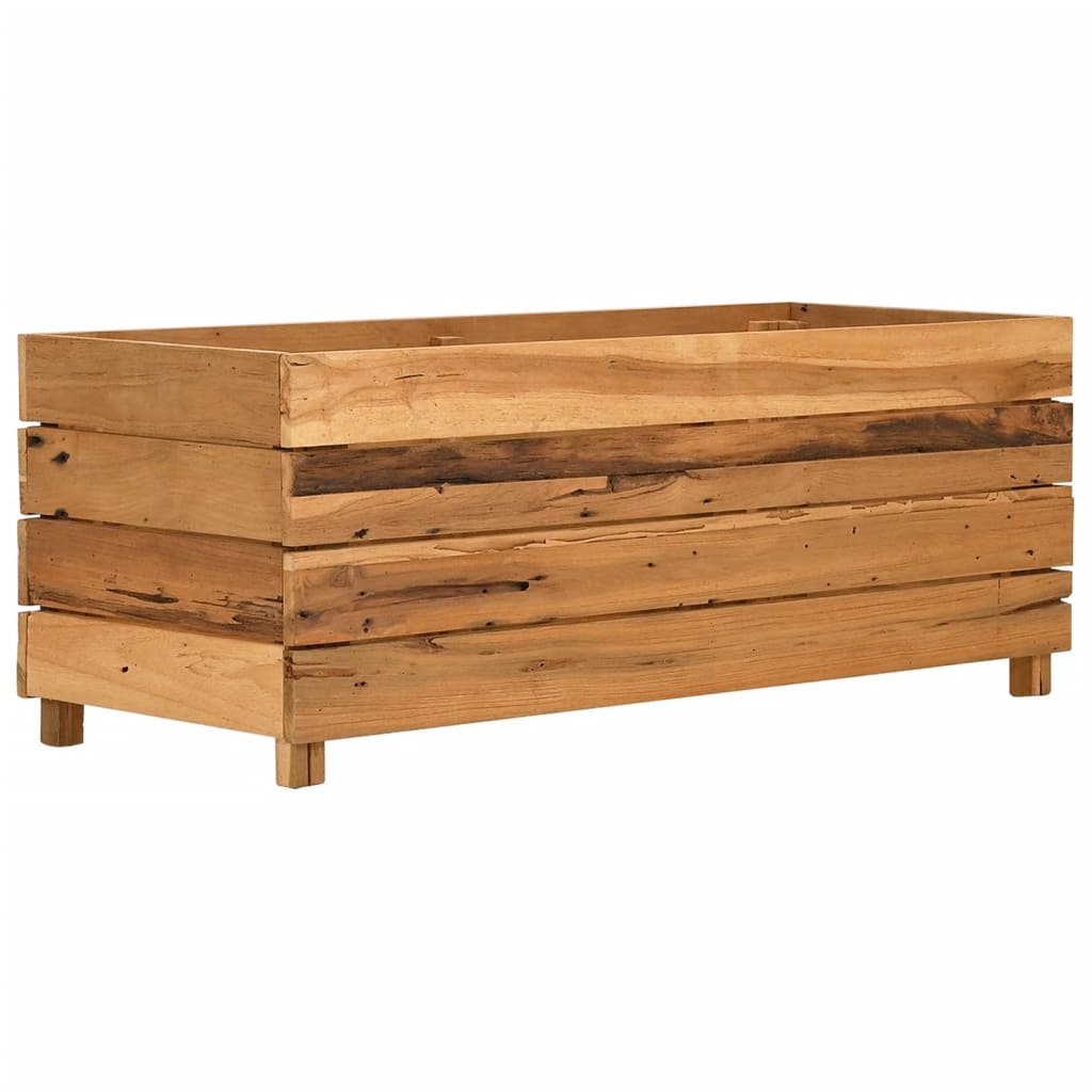 Vaso/floreira 100x40x38 cm madeira de teca reciclada e aço