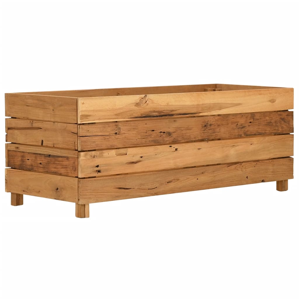 Vaso/floreira 100x40x38 cm madeira de teca reciclada e aço