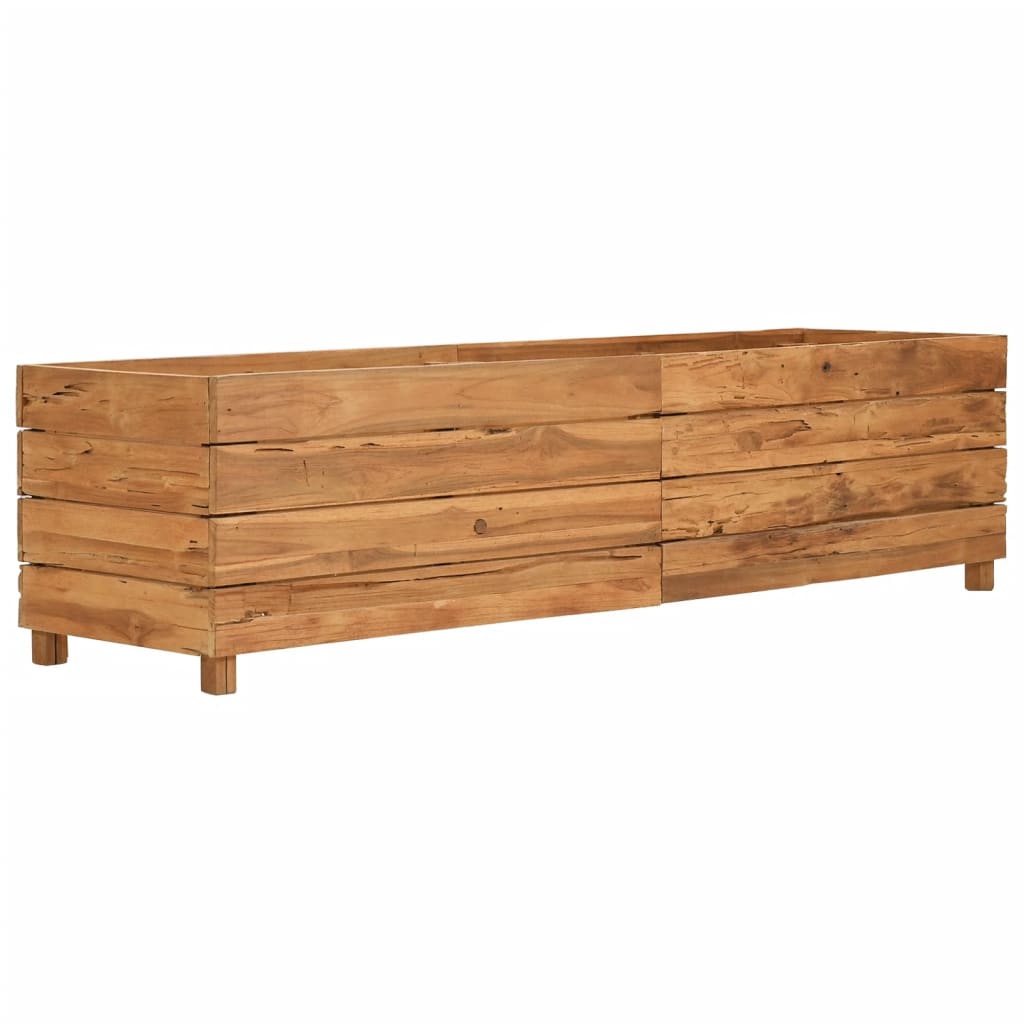 Vaso/floreira 150x40x38 cm madeira de teca reciclada e aço