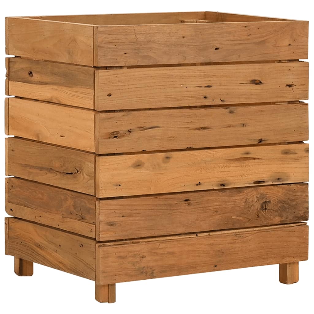 Vaso/floreira 50x40x55 cm madeira de teca reciclada e aço