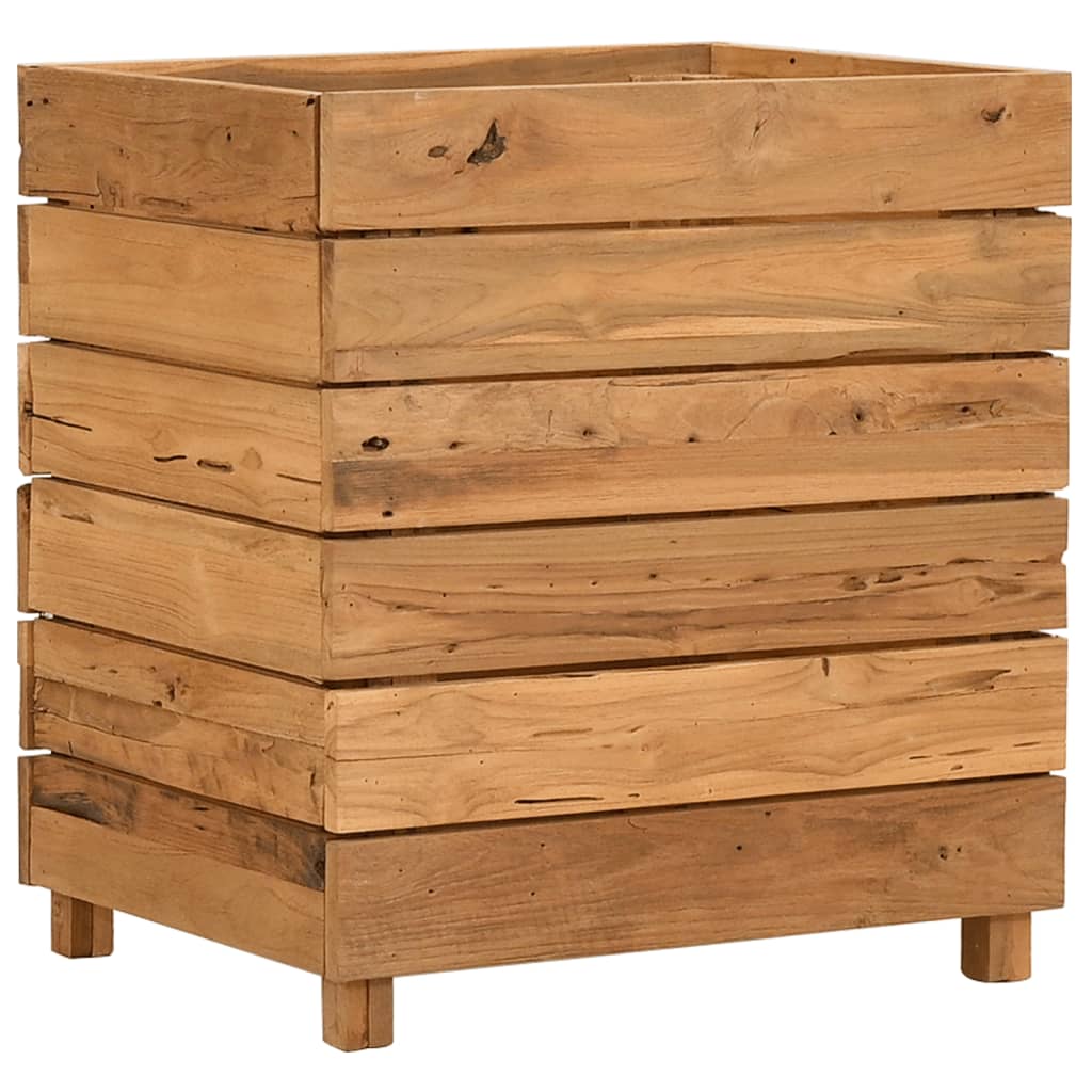 Vaso/floreira 50x40x55 cm madeira de teca reciclada e aço
