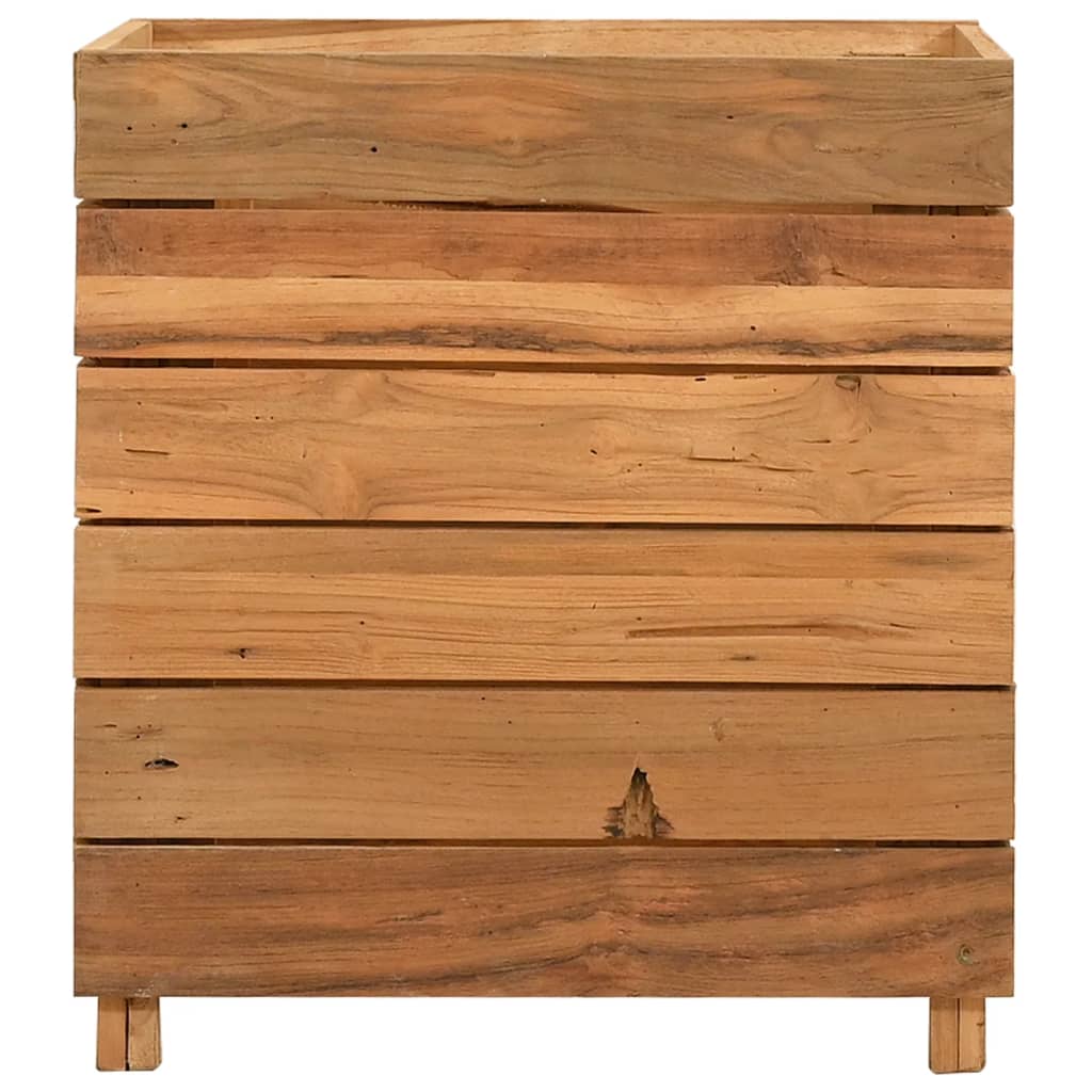 Vaso/floreira 50x40x55 cm madeira de teca reciclada e aço