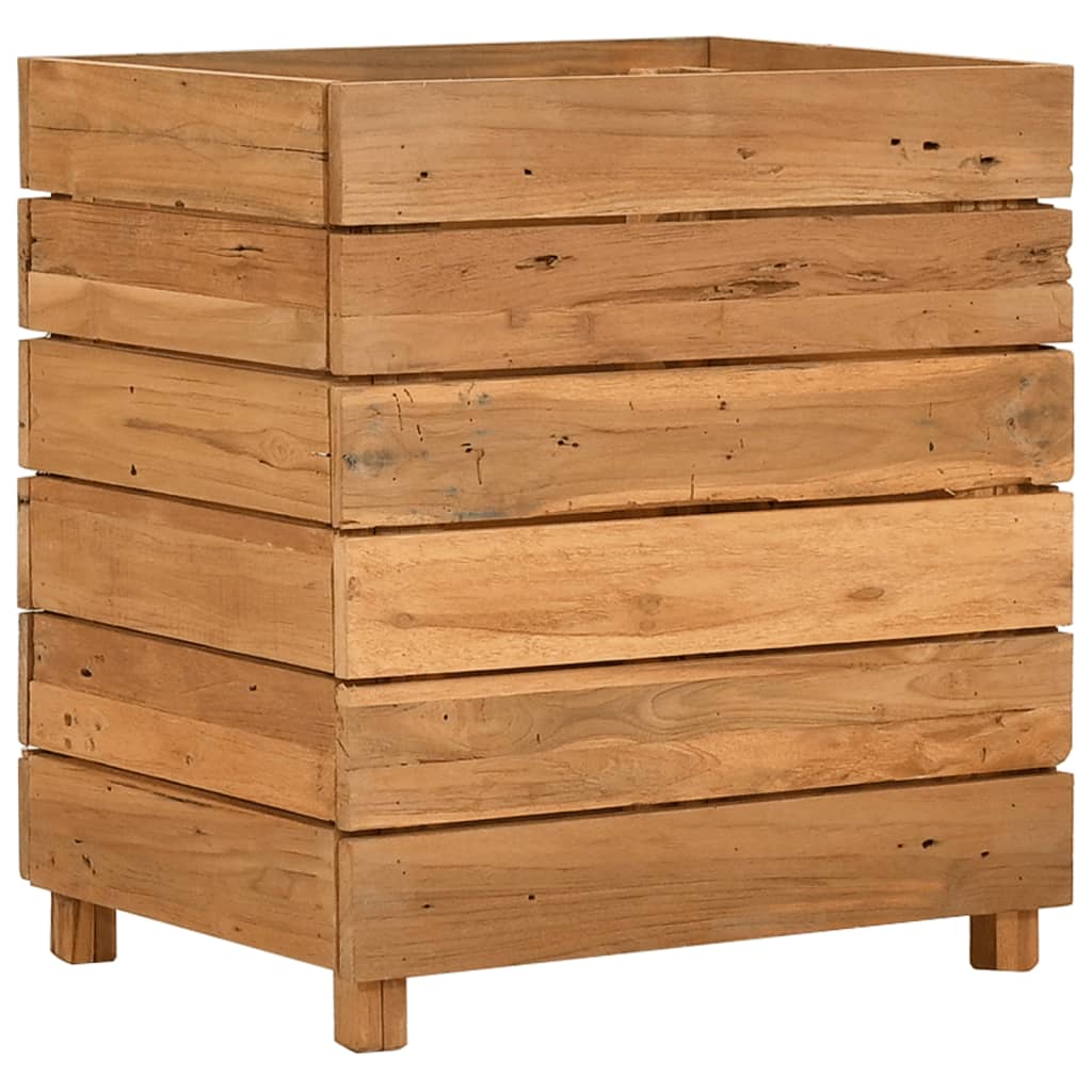 Vaso/floreira 50x40x55 cm madeira de teca reciclada e aço