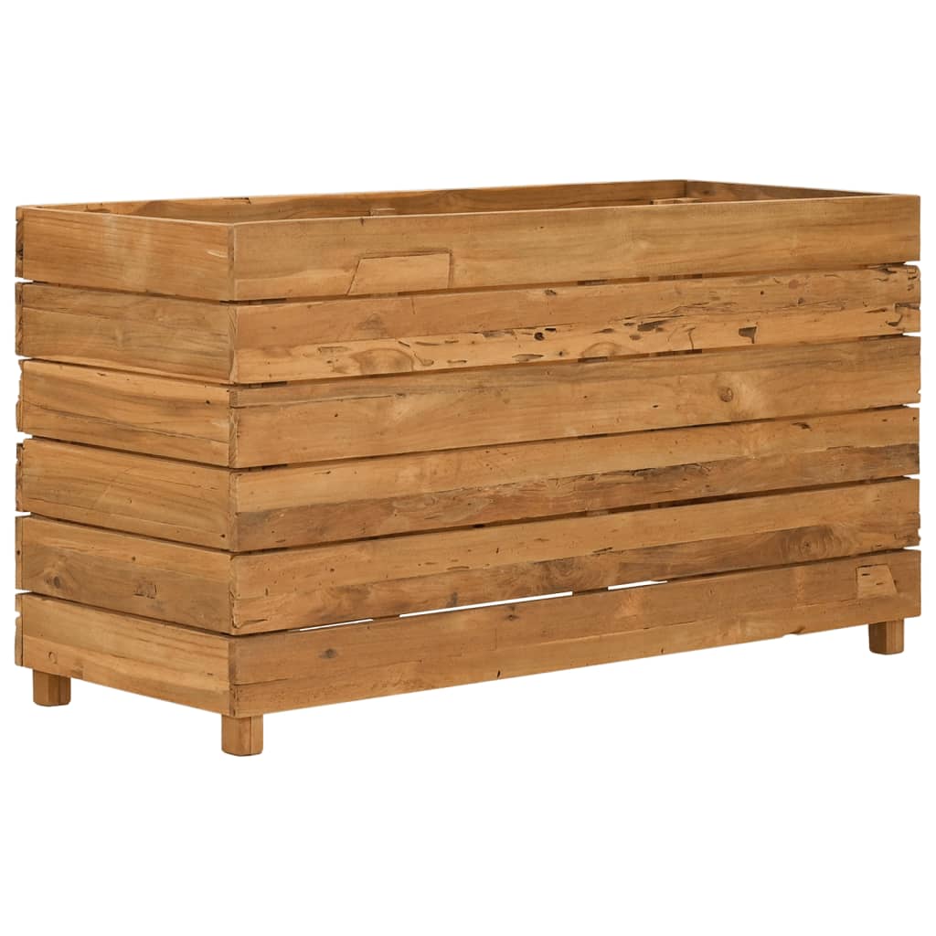 Vaso/floreira 100x40x55 cm madeira de teca reciclada e aço