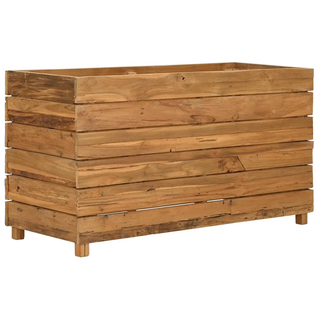 Vaso/floreira 100x40x55 cm madeira de teca reciclada e aço