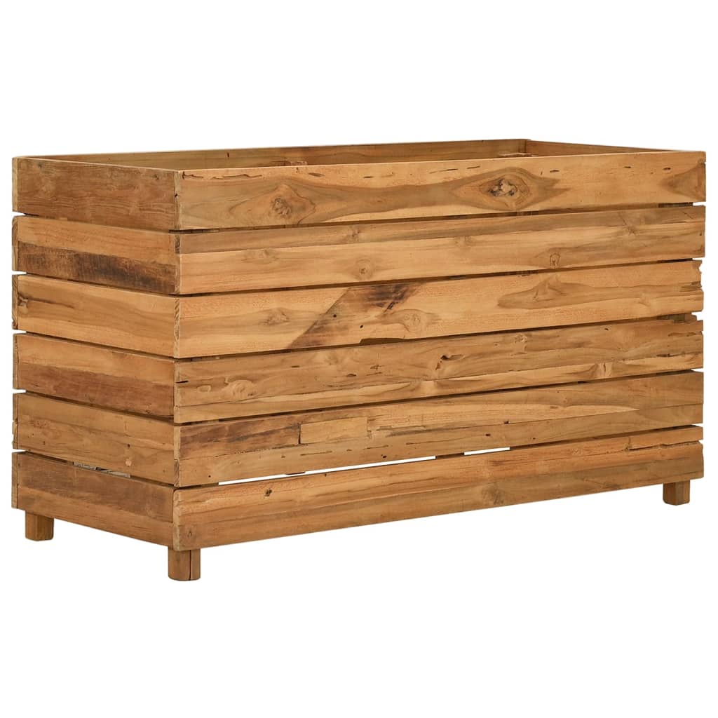 Vaso/floreira 100x40x55 cm madeira de teca reciclada e aço