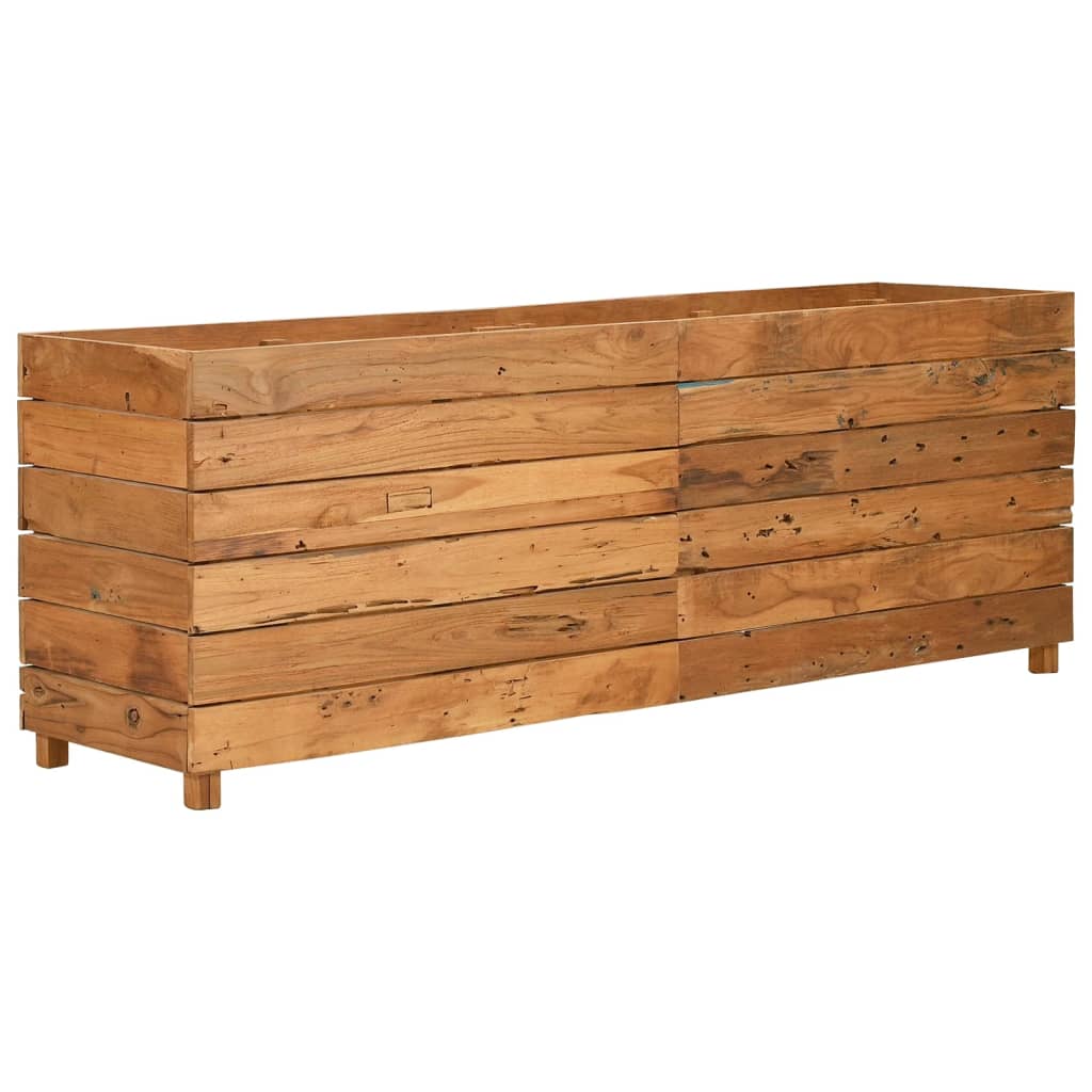 Vaso/floreira 150x40x55 cm madeira de teca reciclada e aço