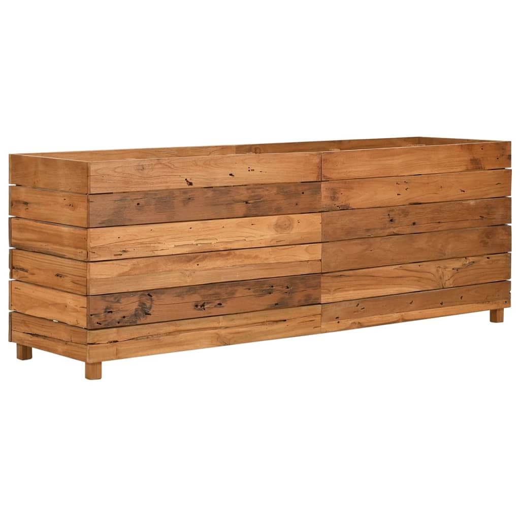 Vaso/floreira 150x40x55 cm madeira de teca reciclada e aço