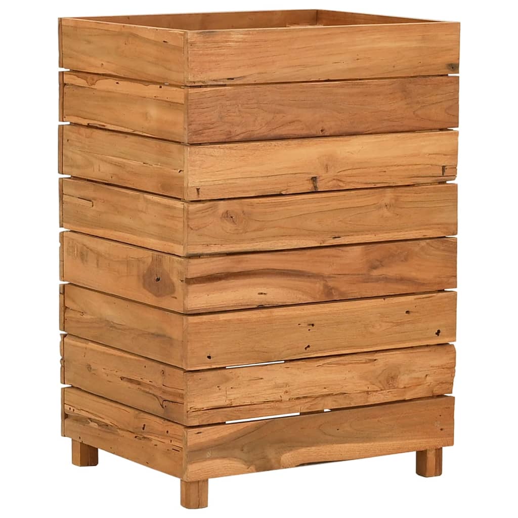 Vaso/floreira 50x40x72 cm madeira de teca reciclada e aço
