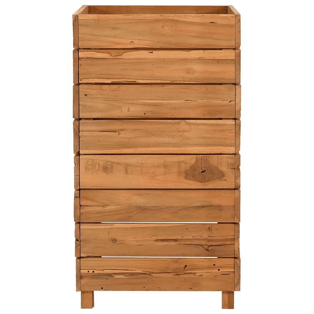 Vaso/floreira 50x40x72 cm madeira de teca reciclada e aço