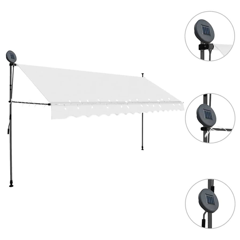 Toldo retrátil manual com LED 400 cm creme