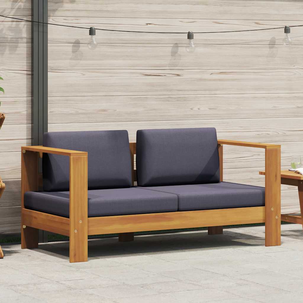 Banco jardim c/ almofadões 140cm madeira acácia maciça cinzento